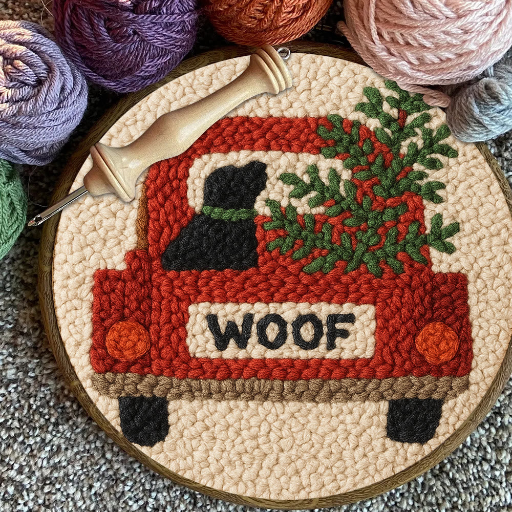  Woof Truck Punch Needle Kit - Diy Punch Needle Coaster | Craft For Handmade Enthusiast | Unique Decorative Gifts - image 6