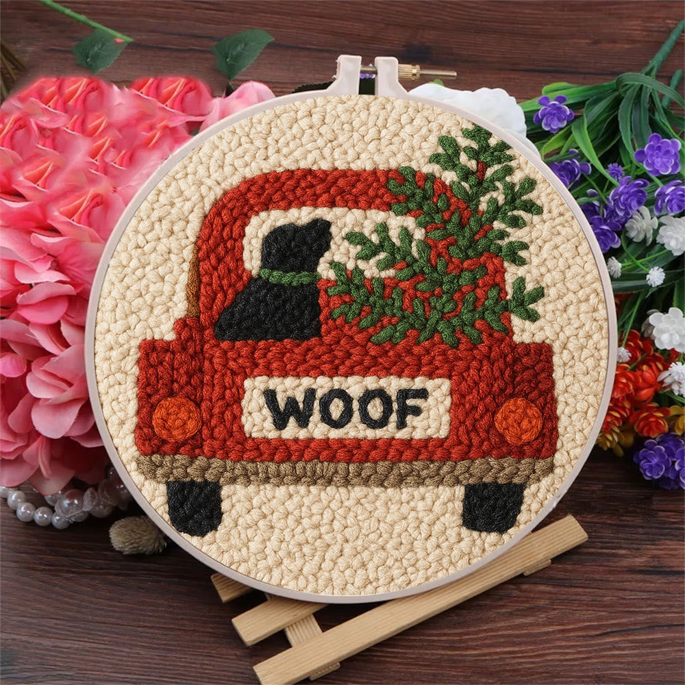  Woof Truck Punch Needle Kit - Diy Punch Needle Coaster | Craft For Handmade Enthusiast | Unique Decorative Gifts - image 2