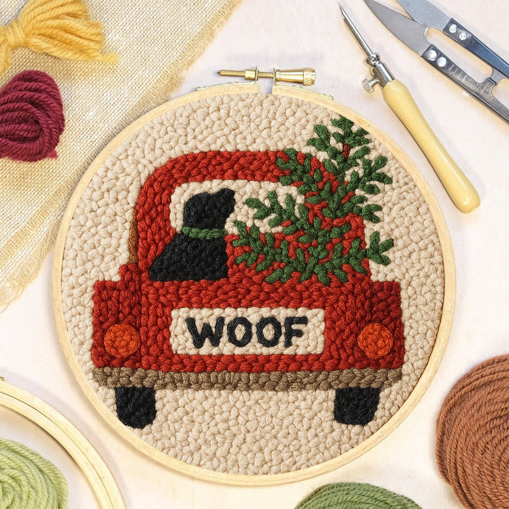 Woof Truck Punch Needle Kit - Diy Punch Needle Coaster | Craft For Handmade Enthusiast | Unique Decorative Gifts - image 4