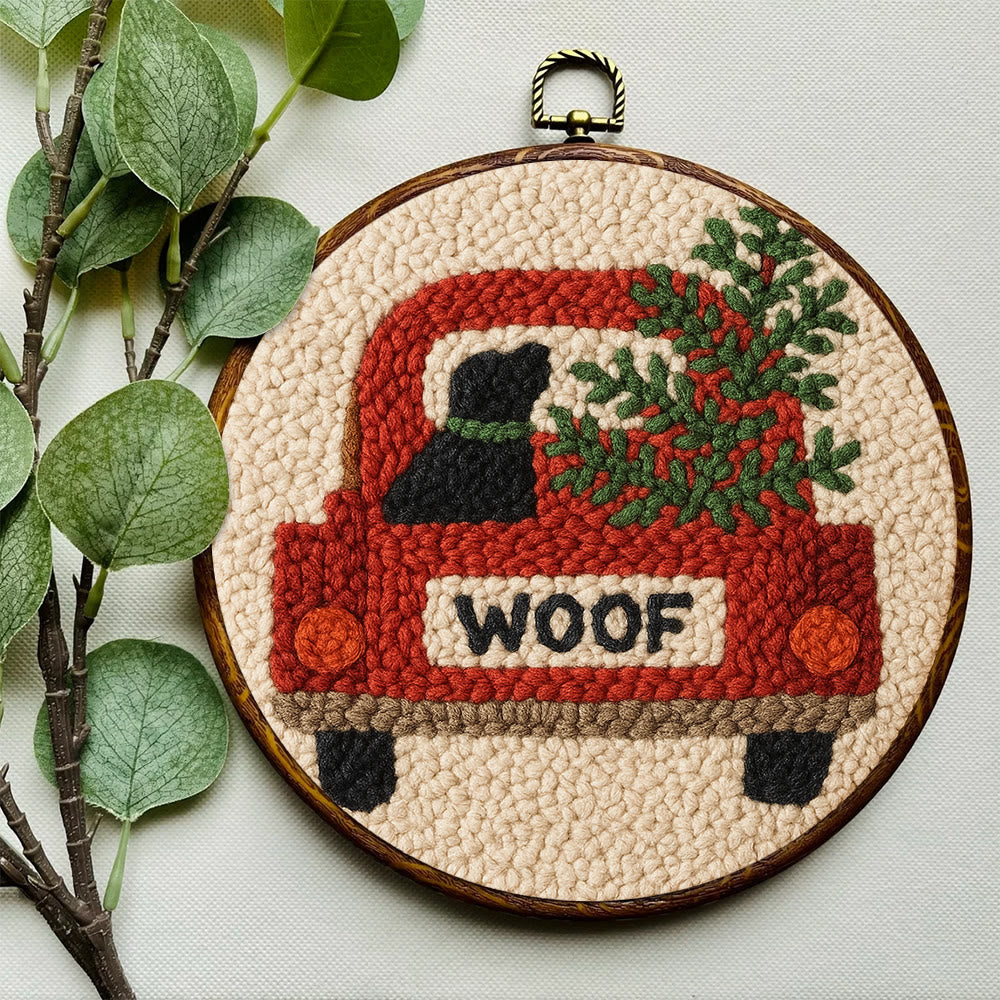  Woof Truck Punch Needle Kit - Diy Punch Needle Coaster | Craft For Handmade Enthusiast | Unique Decorative Gifts - image 3