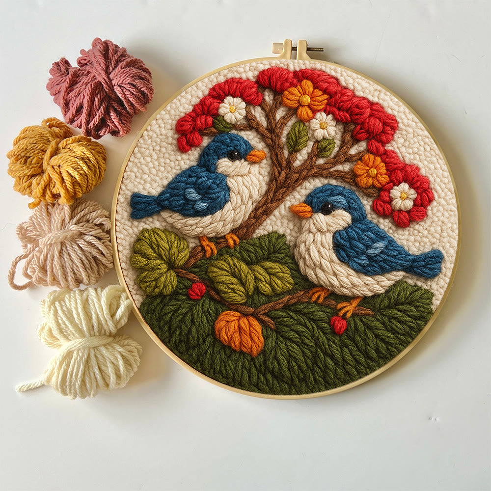  Stunning Birds Punch Needle Kit - Diy Punch Needle Coaster | Bird Needle Artwork | Beginner Handmade Craft - image 1