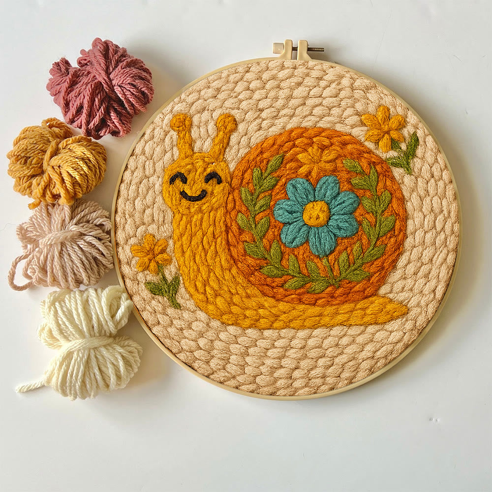 Smiling Snail Punch Needle Kit -  Diy Punch Needle Coaster | Cute Gift Ideas |  Easy Handmade Needlework - image 1