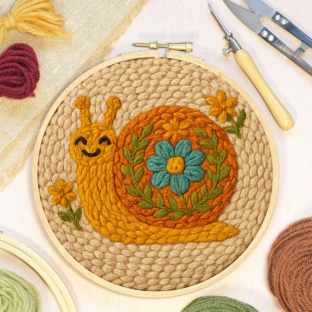Smiling Snail Punch Needle Kit -  Diy Punch Needle Coaster | Cute Gift Ideas |  Easy Handmade Needlework - image 5