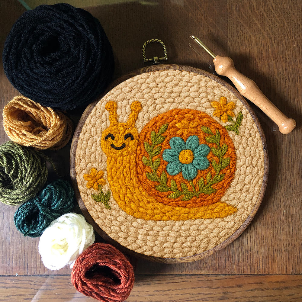 Smiling Snail Punch Needle Kit -  Diy Punch Needle Coaster | Cute Gift Ideas |  Easy Handmade Needlework - image 2