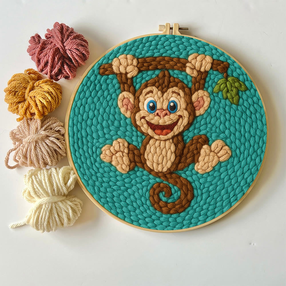Naughty Monkey Punch Needle Kit - Diy Punch Needle Coaster | Unique Animal Needle Craft | Perfect For Home Decor - image 8