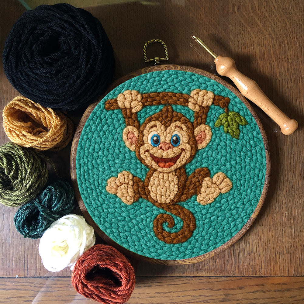 Naughty Monkey Punch Needle Kit - Diy Punch Needle Coaster | Unique Animal Needle Craft | Perfect For Home Decor - image 4