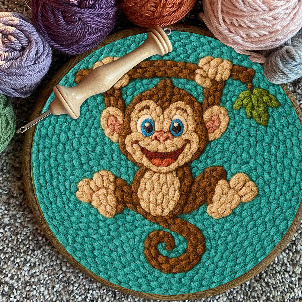 Naughty Monkey Punch Needle Kit - Diy Punch Needle Coaster | Unique Animal Needle Craft | Perfect For Home Decor - image 7
