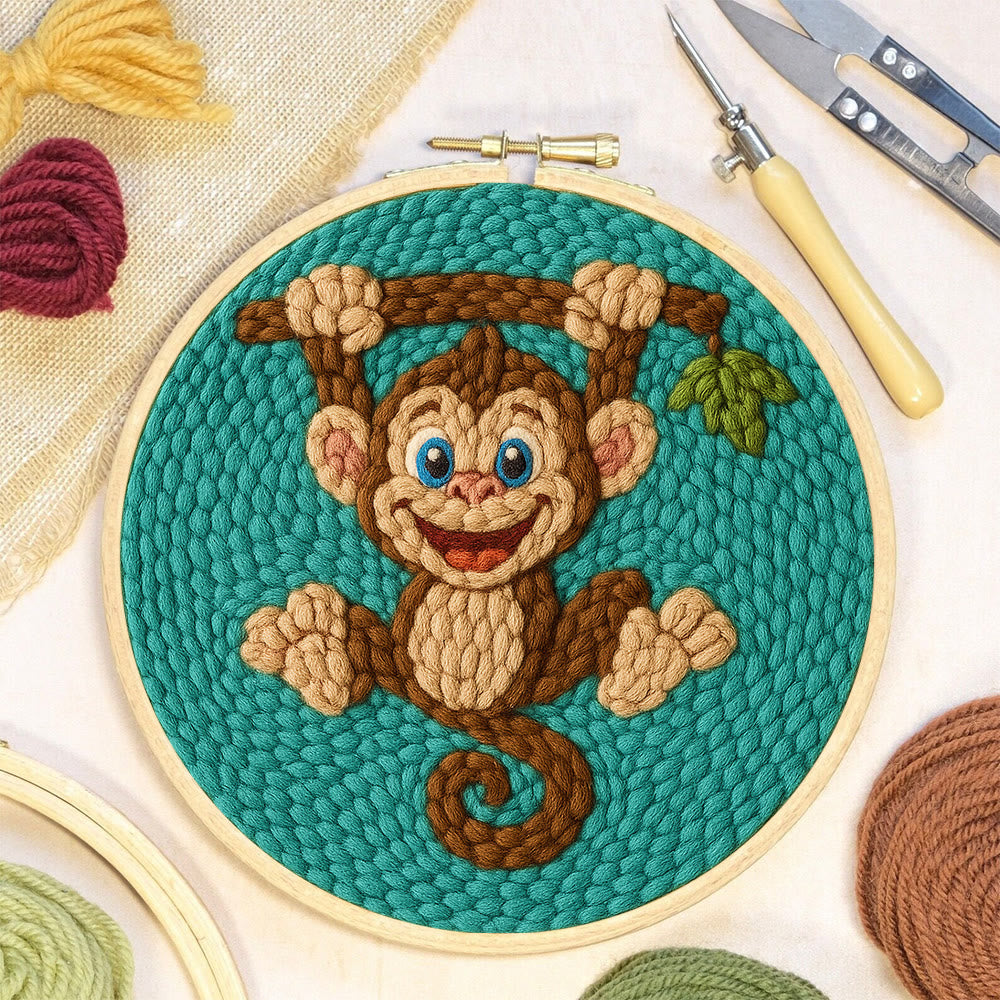 Naughty Monkey Punch Needle Kit - Diy Punch Needle Coaster | Unique Animal Needle Craft | Perfect For Home Decor - image 3