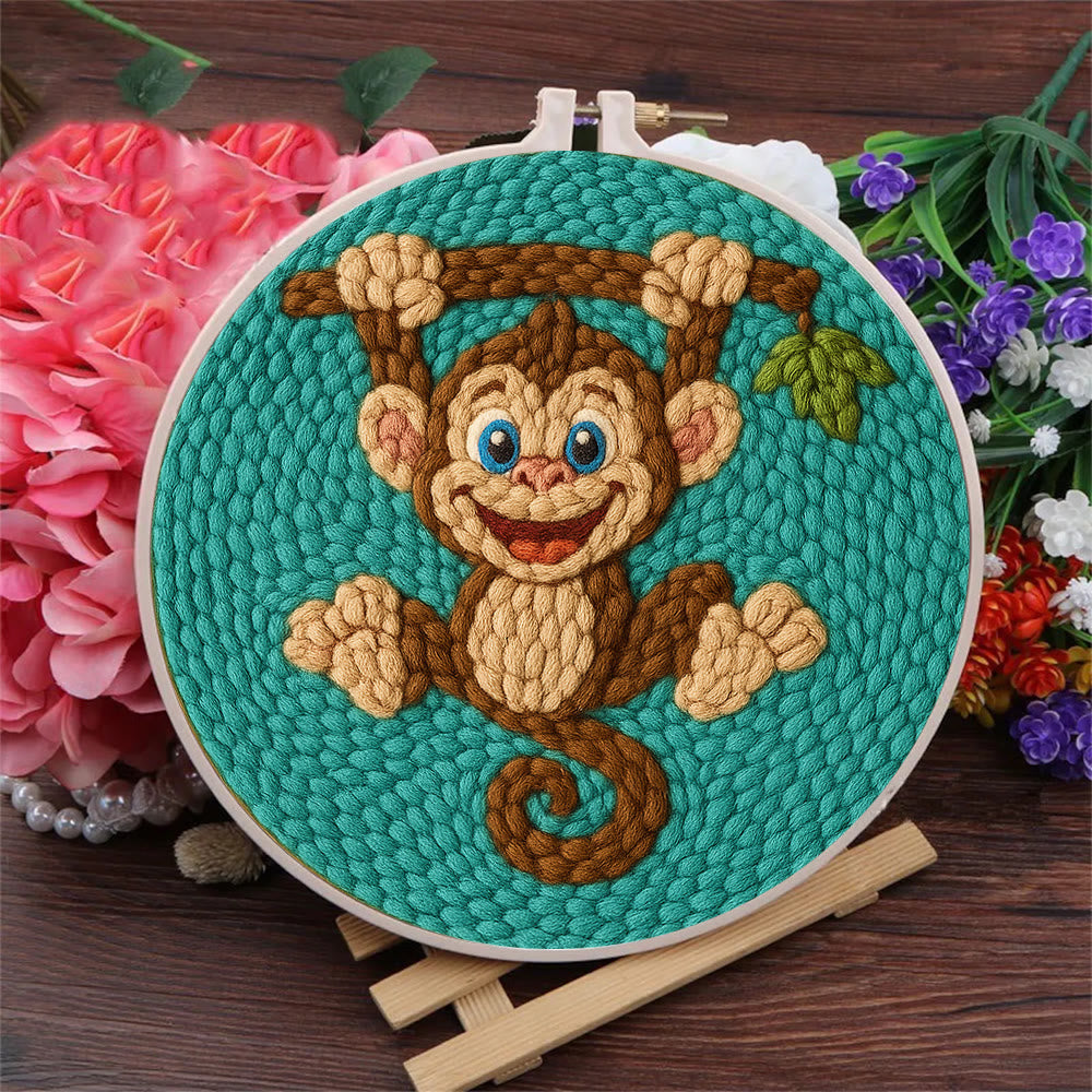 Naughty Monkey Punch Needle Kit - Diy Punch Needle Coaster | Unique Animal Needle Craft | Perfect For Home Decor - image 2
