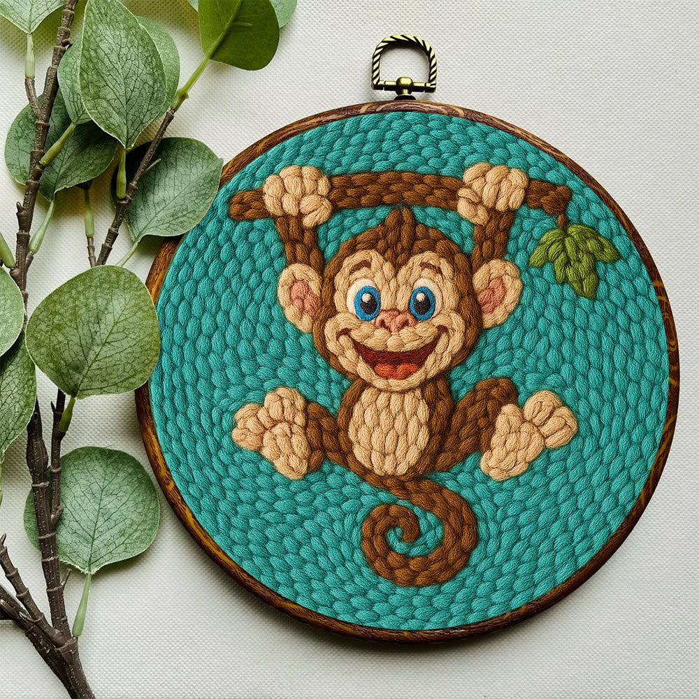 Naughty Monkey Punch Needle Kit - Diy Punch Needle Coaster | Unique Animal Needle Craft | Perfect For Home Decor - image 5