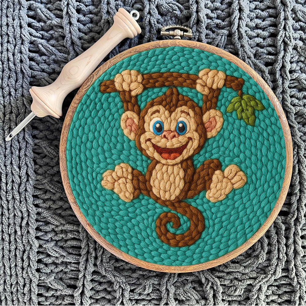 Naughty Monkey Punch Needle Kit - Diy Punch Needle Coaster | Unique Animal Needle Craft | Perfect For Home Decor - image 6