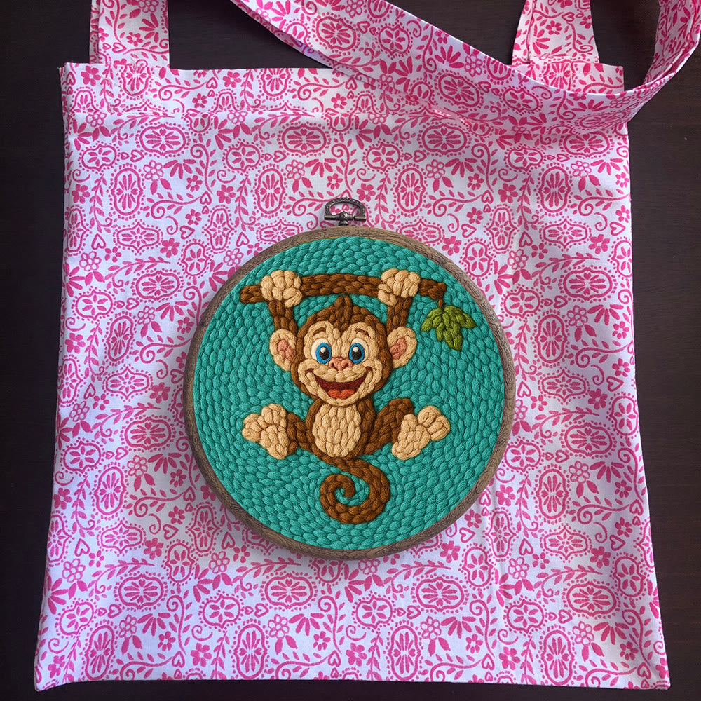 Naughty Monkey Punch Needle Kit - Diy Punch Needle Coaster | Unique Animal Needle Craft | Perfect For Home Decor - image 9
