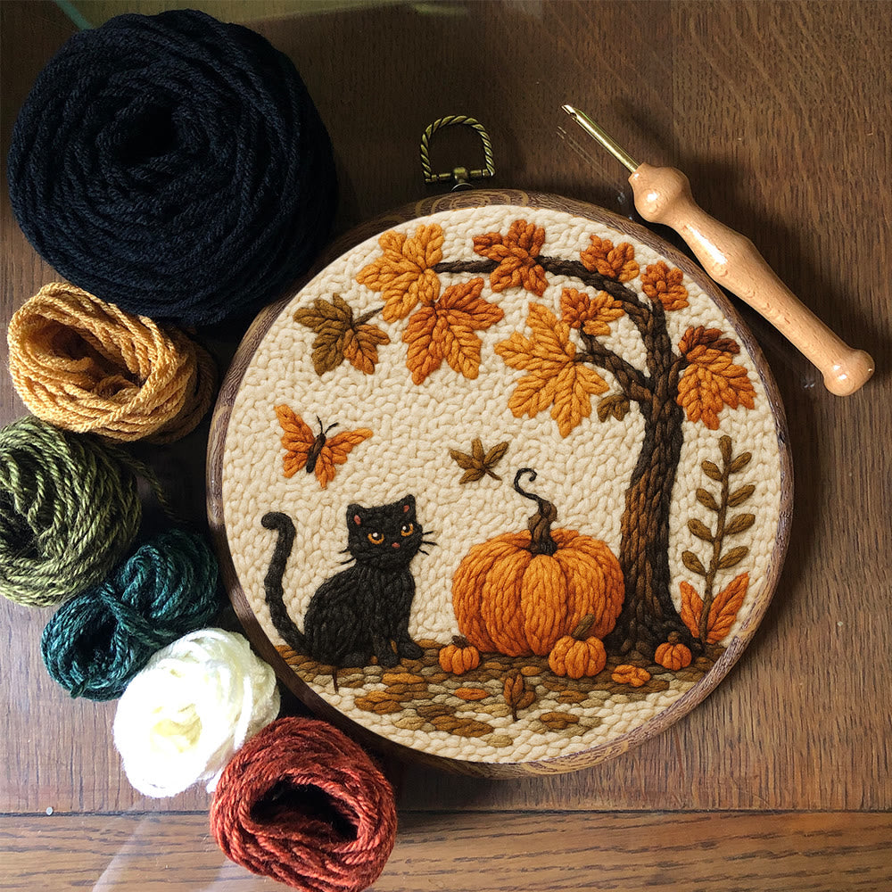 Halloween Autumn Punch Needle Kit - Diy Punch Needle Coaster | Halloween Pumpkin Handicraft | Easy Festival Decoration - image 5