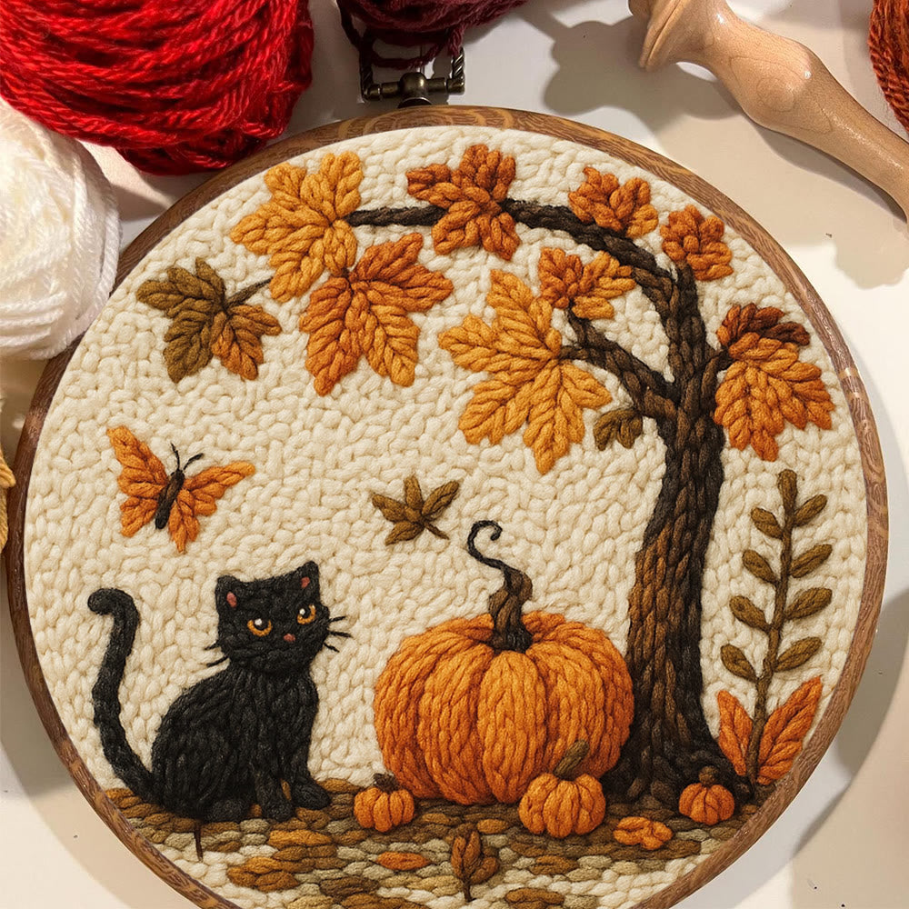 Halloween Autumn Punch Needle Kit - Diy Punch Needle Coaster | Halloween Pumpkin Handicraft | Easy Festival Decoration - image 3