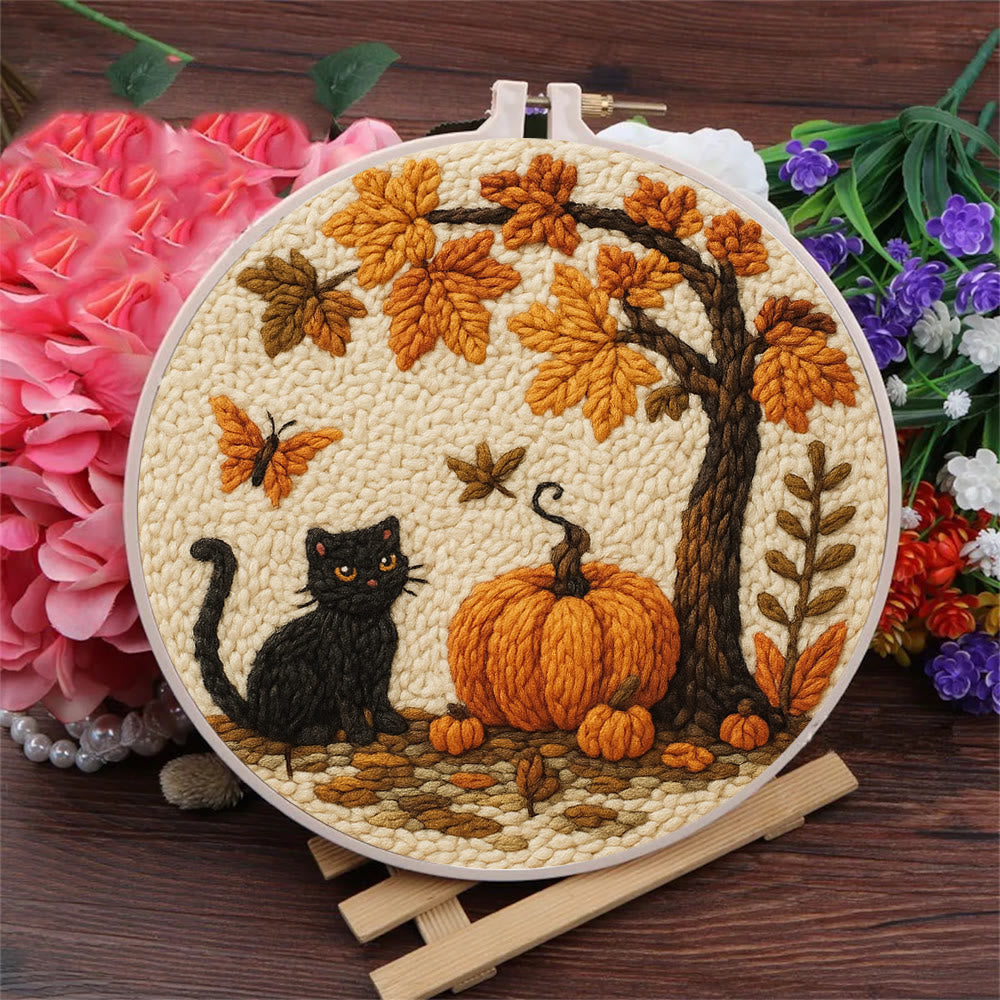Halloween Autumn Punch Needle Kit - Diy Punch Needle Coaster | Halloween Pumpkin Handicraft | Easy Festival Decoration - image 2
