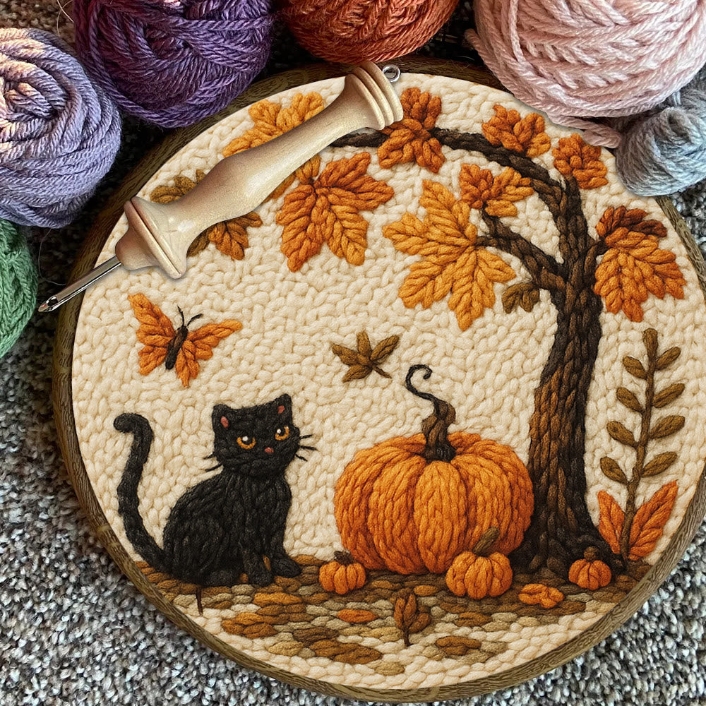 Halloween Autumn Punch Needle Kit - Diy Punch Needle Coaster | Halloween Pumpkin Handicraft | Easy Festival Decoration - image 7
