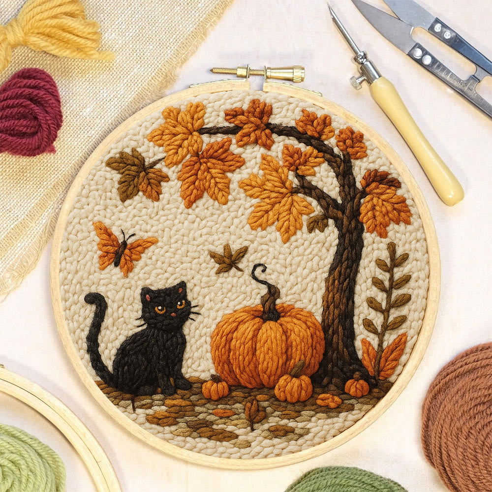 Halloween Autumn Punch Needle Kit - Diy Punch Needle Coaster | Halloween Pumpkin Handicraft | Easy Festival Decoration - image 6