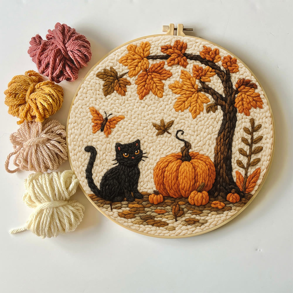 Halloween Autumn Punch Needle Kit - Diy Punch Needle Coaster | Halloween Pumpkin Handicraft | Easy Festival Decoration - image 1