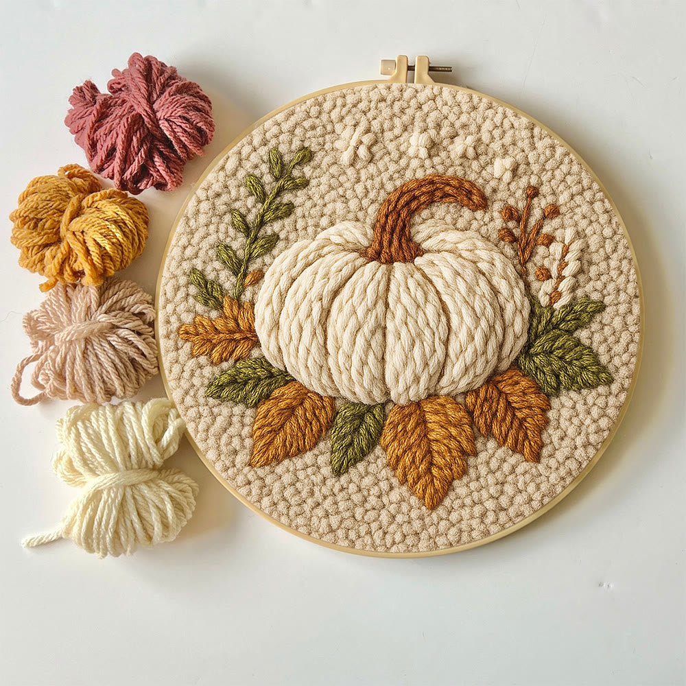 Halloween Pumpkin Punch Needle Kit - Diy Punch Needle Coaster | Art Craft For Home Decor | Handmade Needle Gift - image 1