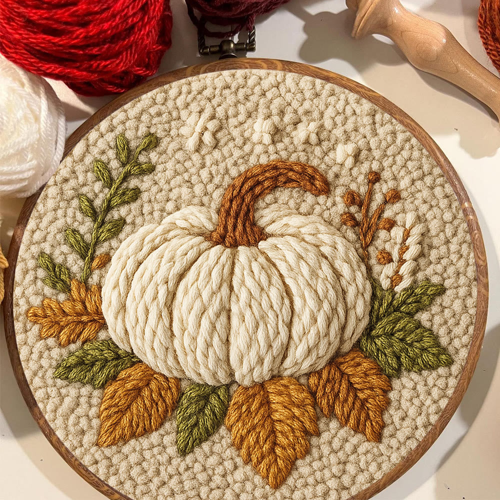 Halloween Pumpkin Punch Needle Kit - Diy Punch Needle Coaster | Art Craft For Home Decor | Handmade Needle Gift - image 2