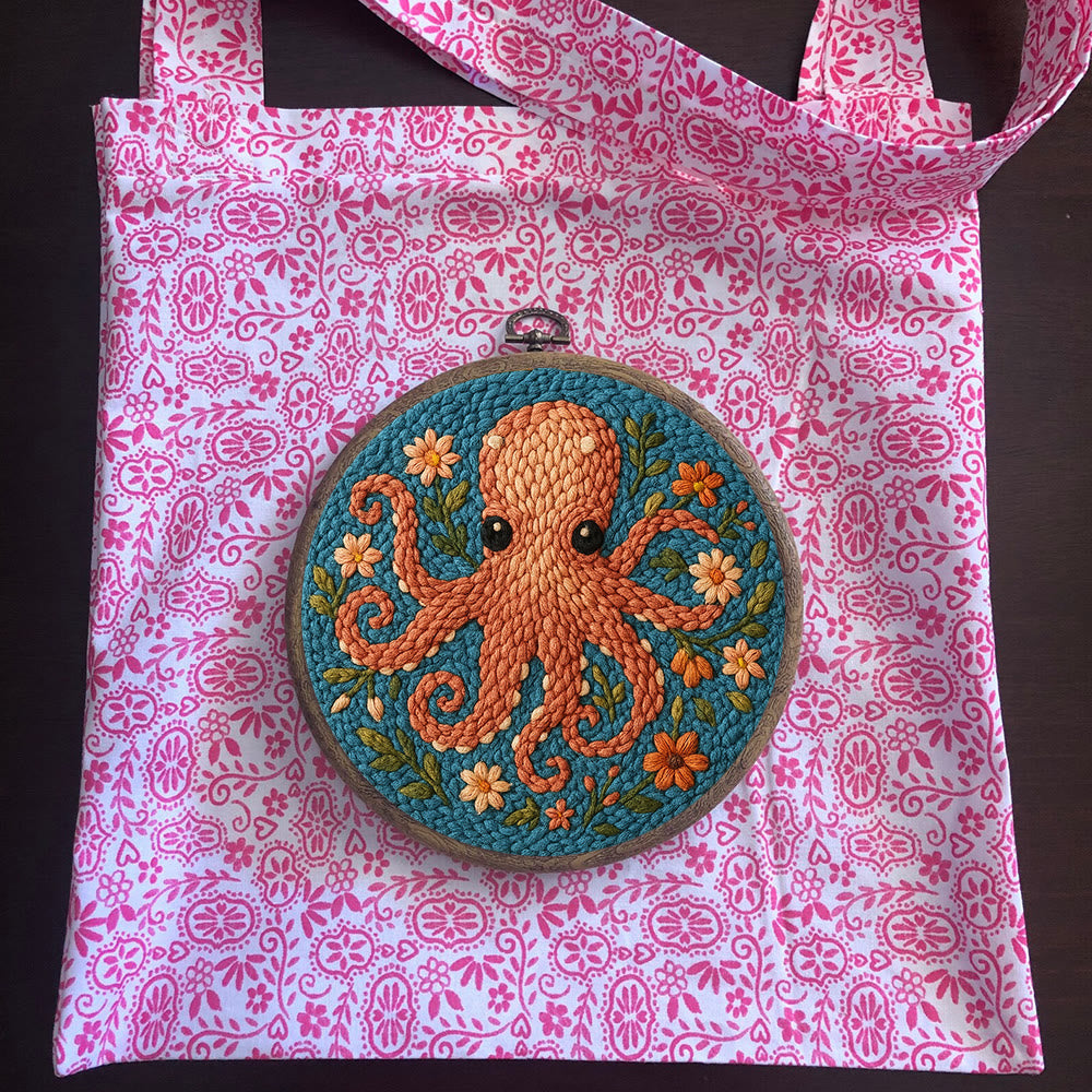 Floral Octopus Punch Needle Kit - Diy Punch Needle Coaster | Whimsical Handmade Artwork | Creative Gift For Friends - image 10