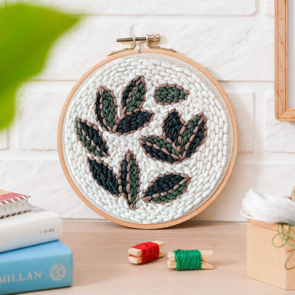 Leaf Punch Needle Kit - Diy Punch Needle Coaster | Handmade Sewing Art  | Beginner Yarn Craft  - image 2