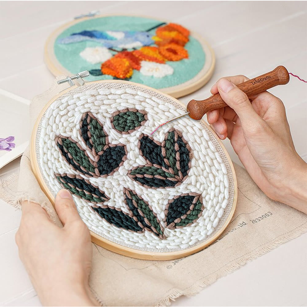 Leaf Punch Needle Kit - Diy Punch Needle Coaster | Handmade Sewing Art  | Beginner Yarn Craft  - image 3