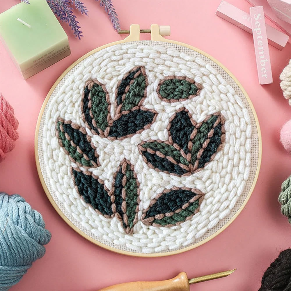 Leaf Punch Needle Kit - Diy Punch Needle Coaster | Handmade Sewing Art  | Beginner Yarn Craft  - image 4