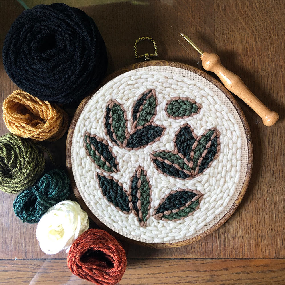 Leaf Punch Needle Kit - Diy Punch Needle Coaster | Handmade Sewing Art  | Beginner Yarn Craft  - image 8