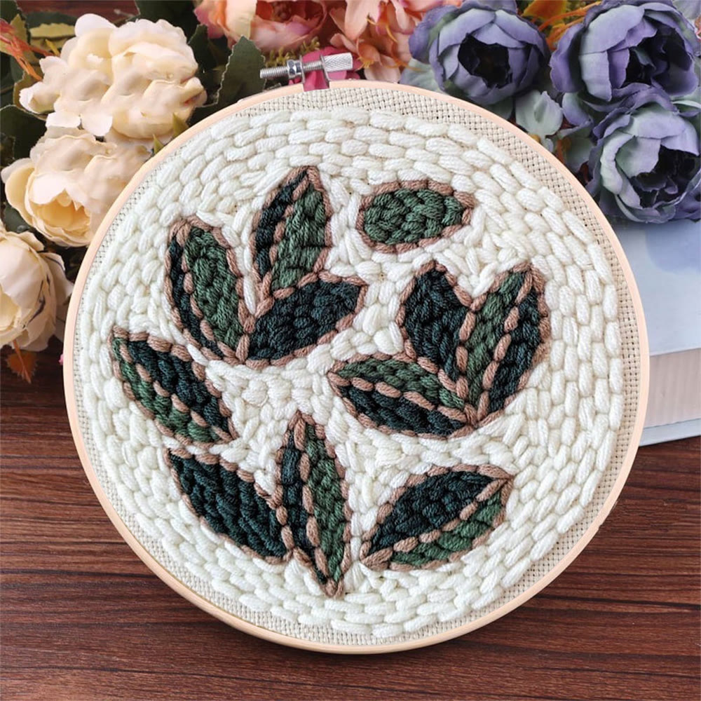 Leaf Punch Needle Kit - Diy Punch Needle Coaster | Handmade Sewing Art  | Beginner Yarn Craft  - image 6