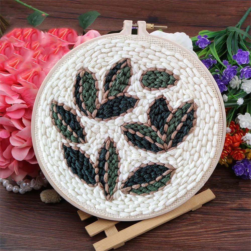 Leaf Punch Needle Kit - Diy Punch Needle Coaster | Handmade Sewing Art  | Beginner Yarn Craft  - image 7