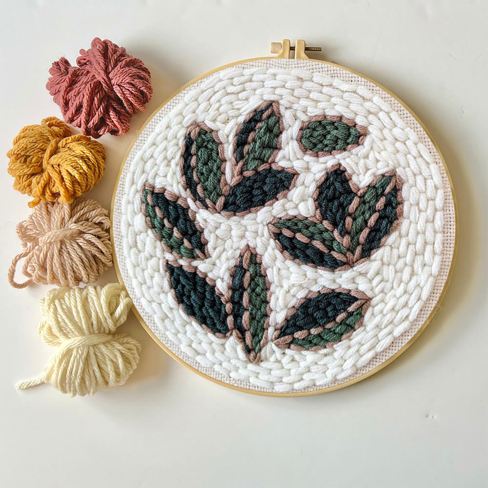 Leaf Punch Needle Kit - Diy Punch Needle Coaster | Handmade Sewing Art  | Beginner Yarn Craft  - image 5