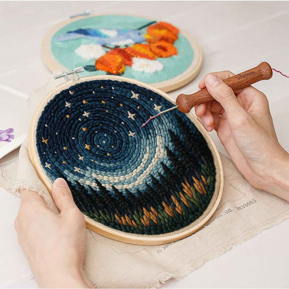 Shining Starry Sky Punch Needle Kit - Diy Punch Needle Coaster | Night Scenery Handicraft | Nice Birthday Gifts  - image 7