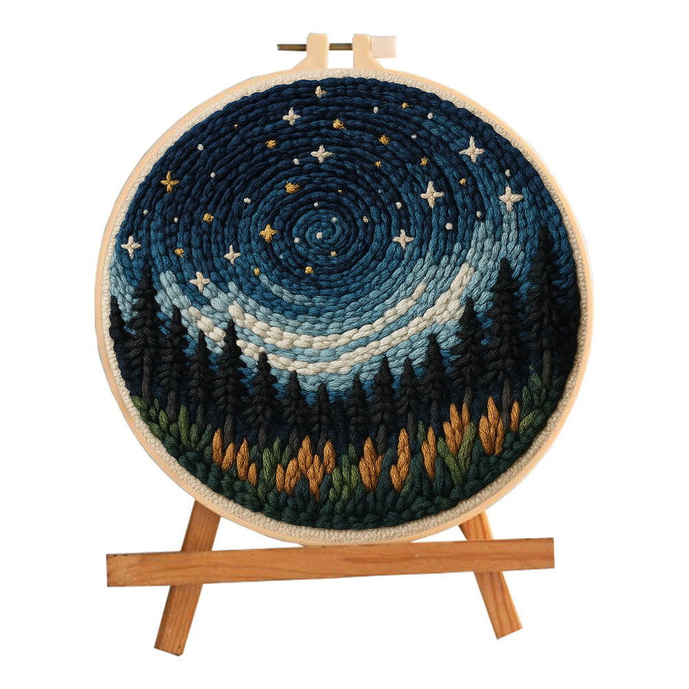 Shining Starry Sky Punch Needle Kit - Diy Punch Needle Coaster | Night Scenery Handicraft | Nice Birthday Gifts  - image 9