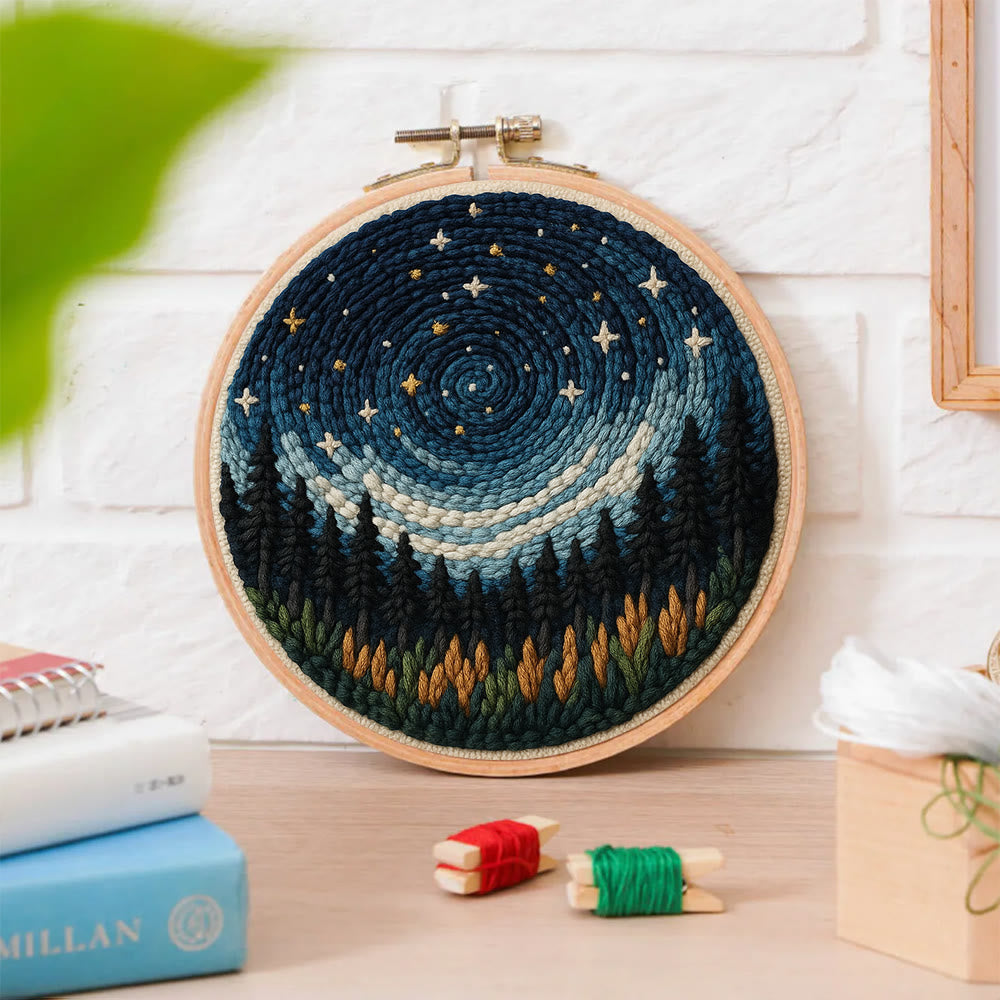 Shining Starry Sky Punch Needle Kit - Diy Punch Needle Coaster | Night Scenery Handicraft | Nice Birthday Gifts  - image 8