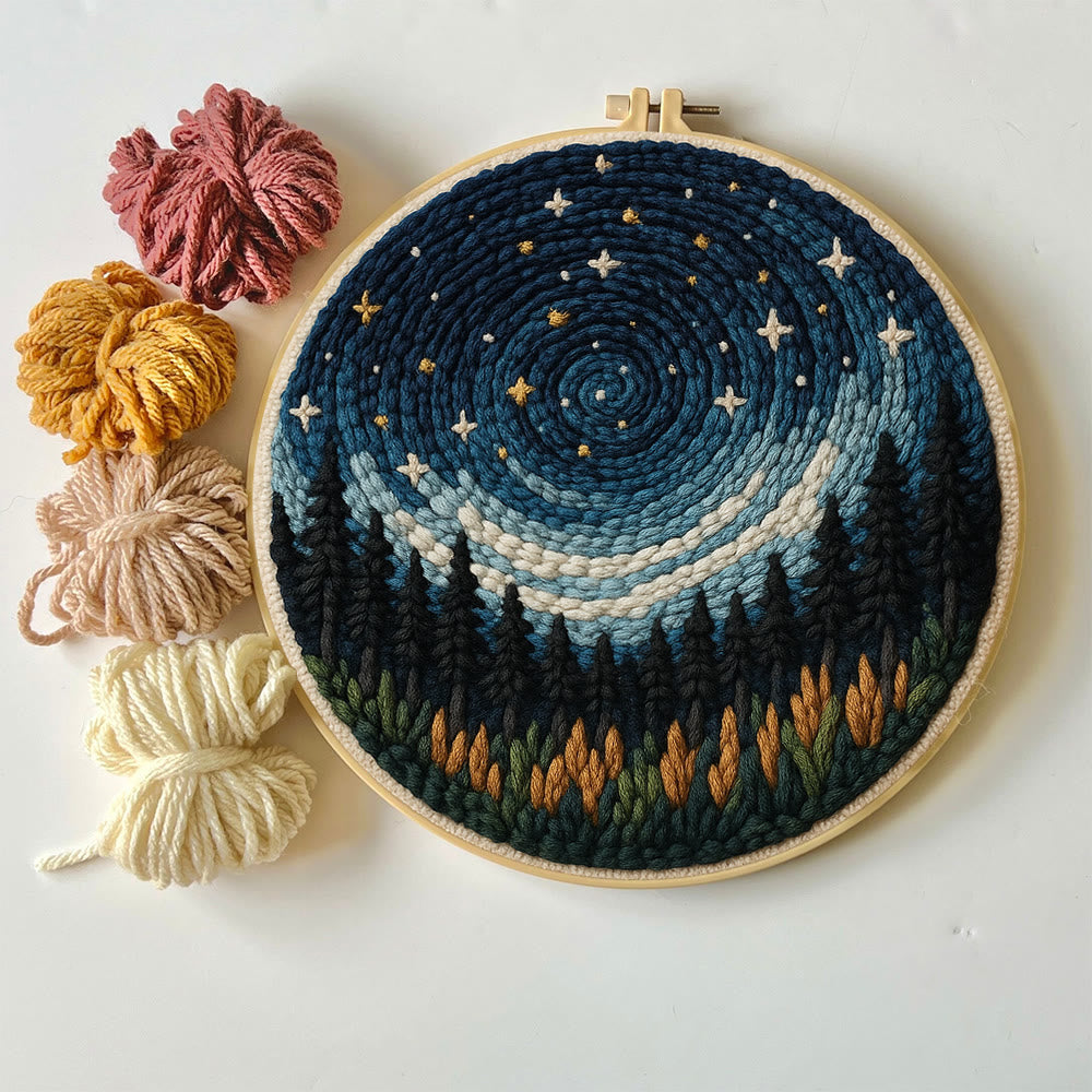 Shining Starry Sky Punch Needle Kit - Diy Punch Needle Coaster | Night Scenery Handicraft | Nice Birthday Gifts  - image 6