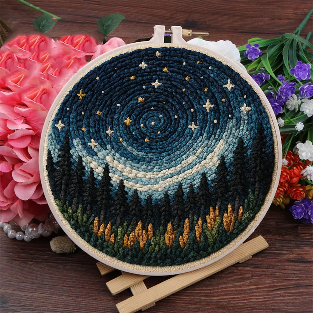 Shining Starry Sky Punch Needle Kit - Diy Punch Needle Coaster | Night Scenery Handicraft | Nice Birthday Gifts  - image 3