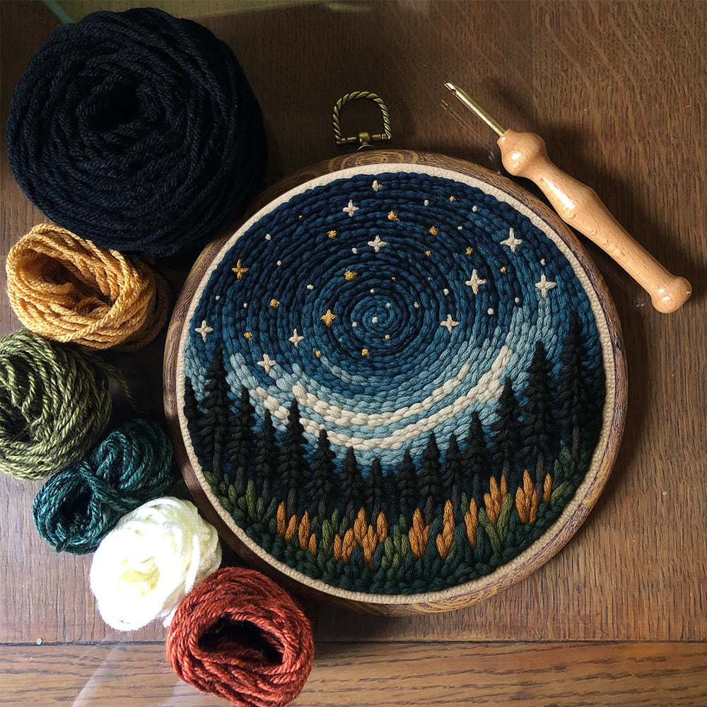 Shining Starry Sky Punch Needle Kit - Diy Punch Needle Coaster | Night Scenery Handicraft | Nice Birthday Gifts  - image 2