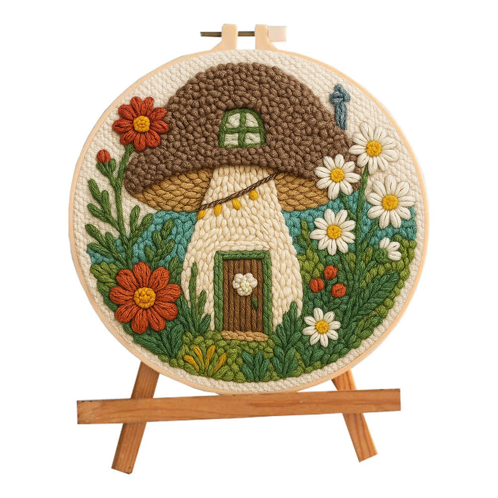 Mushroom House Punch Needle Kit - Diy Punch Needle Coaster | Handmade Floral Craft | Fantasy Needle Artwork - image 9