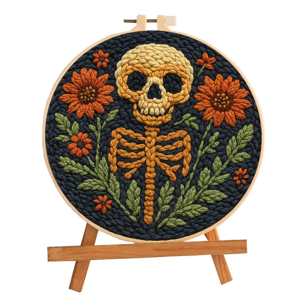  Floral Skull Punch Needle Kit - Diy Punch Needle Coaster | Spooky Halloween Art | Nice Wall Hanging  - image 9