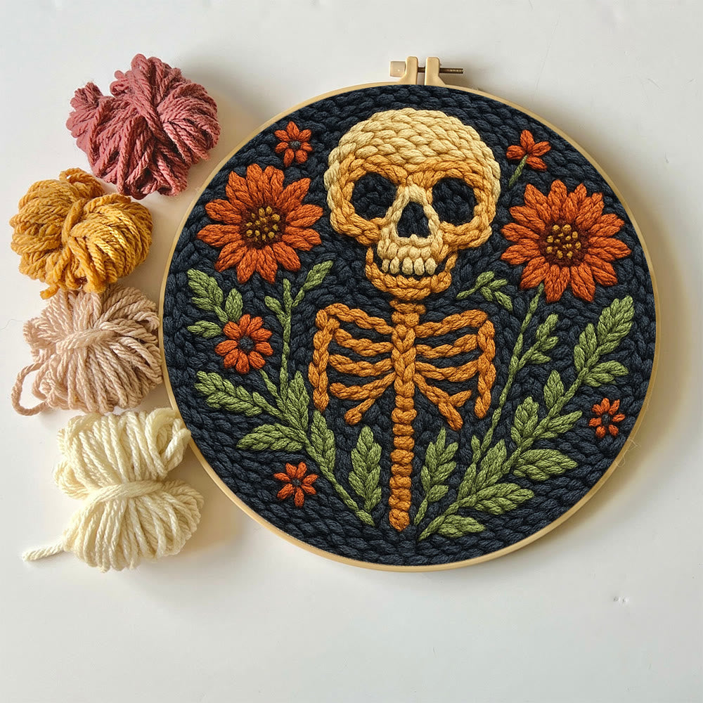  Floral Skull Punch Needle Kit - Diy Punch Needle Coaster | Spooky Halloween Art | Nice Wall Hanging  - image 8