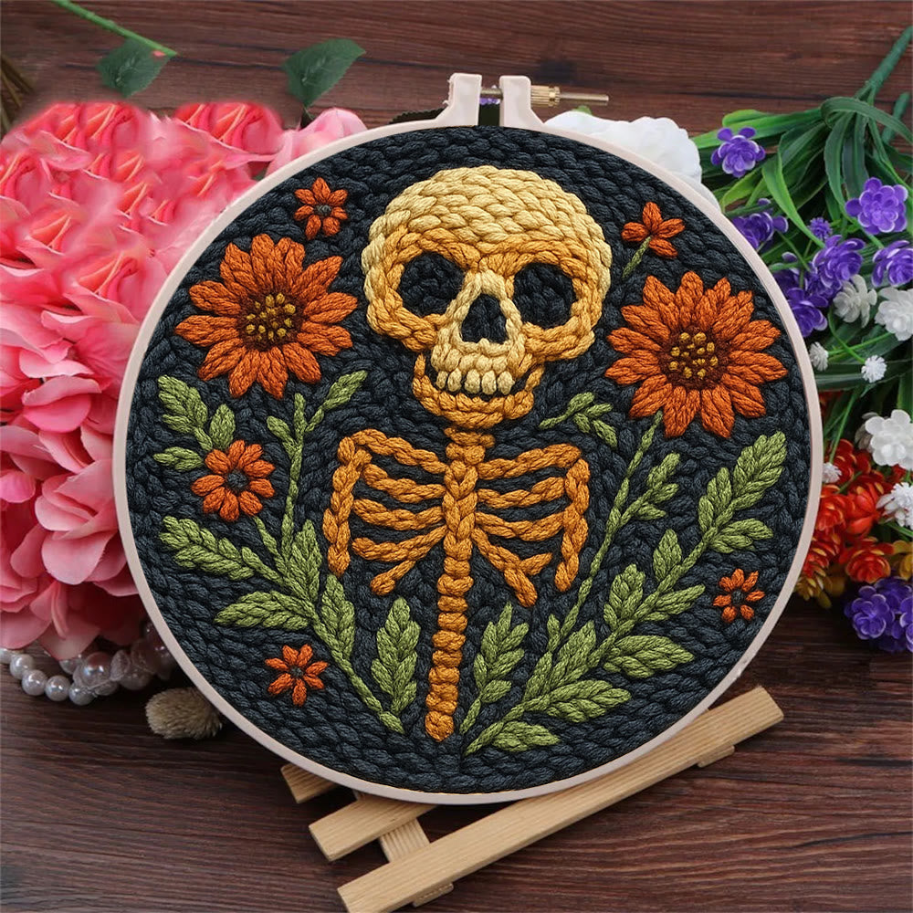  Floral Skull Punch Needle Kit - Diy Punch Needle Coaster | Spooky Halloween Art | Nice Wall Hanging  - image 5