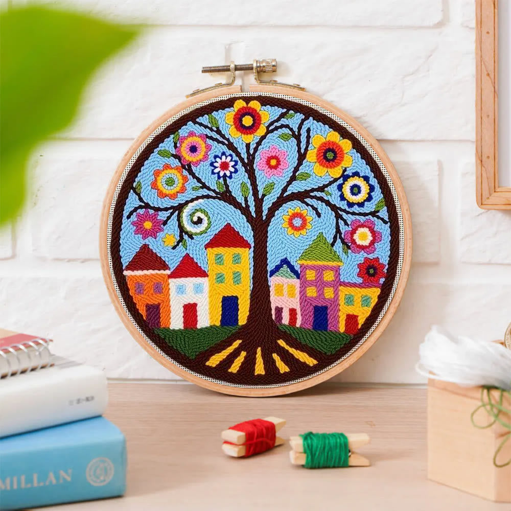  Whimsical Tree Punch Needle Kit - Diy Punch Needle Coaster | Creative Sewing Craft | Colourful Home Ornament - image 5