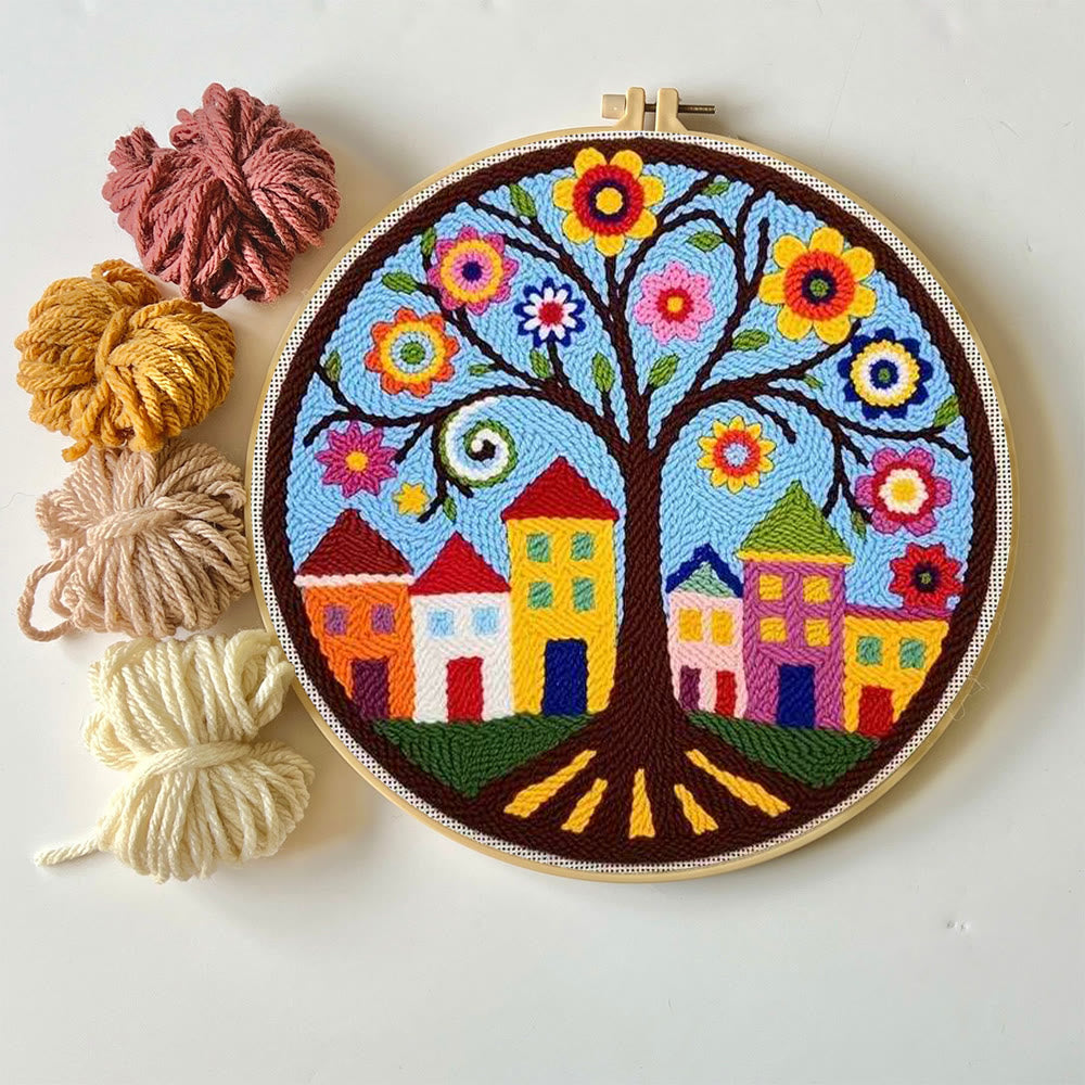  Whimsical Tree Punch Needle Kit - Diy Punch Needle Coaster | Creative Sewing Craft | Colourful Home Ornament - image 8