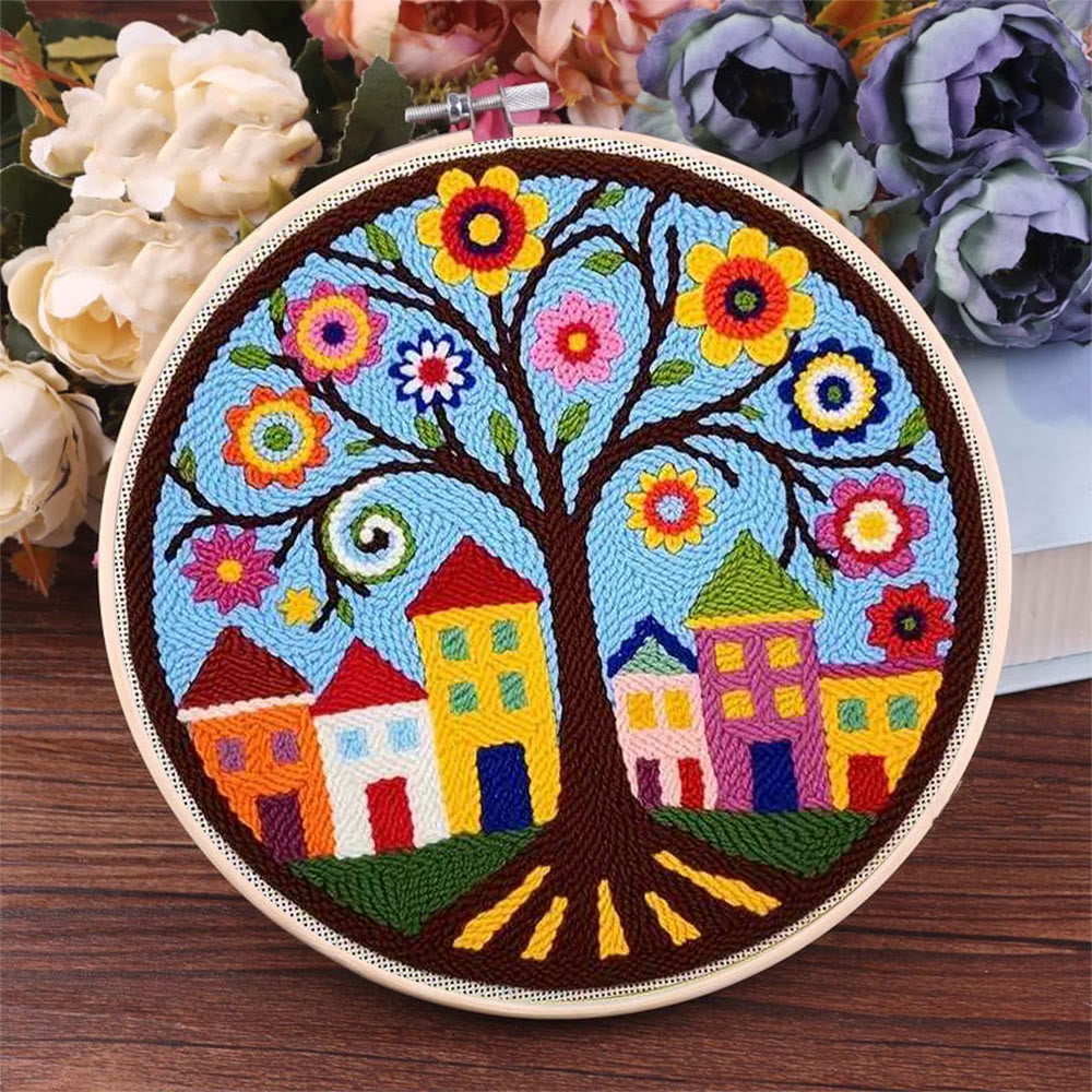  Whimsical Tree Punch Needle Kit - Diy Punch Needle Coaster | Creative Sewing Craft | Colourful Home Ornament - image 3