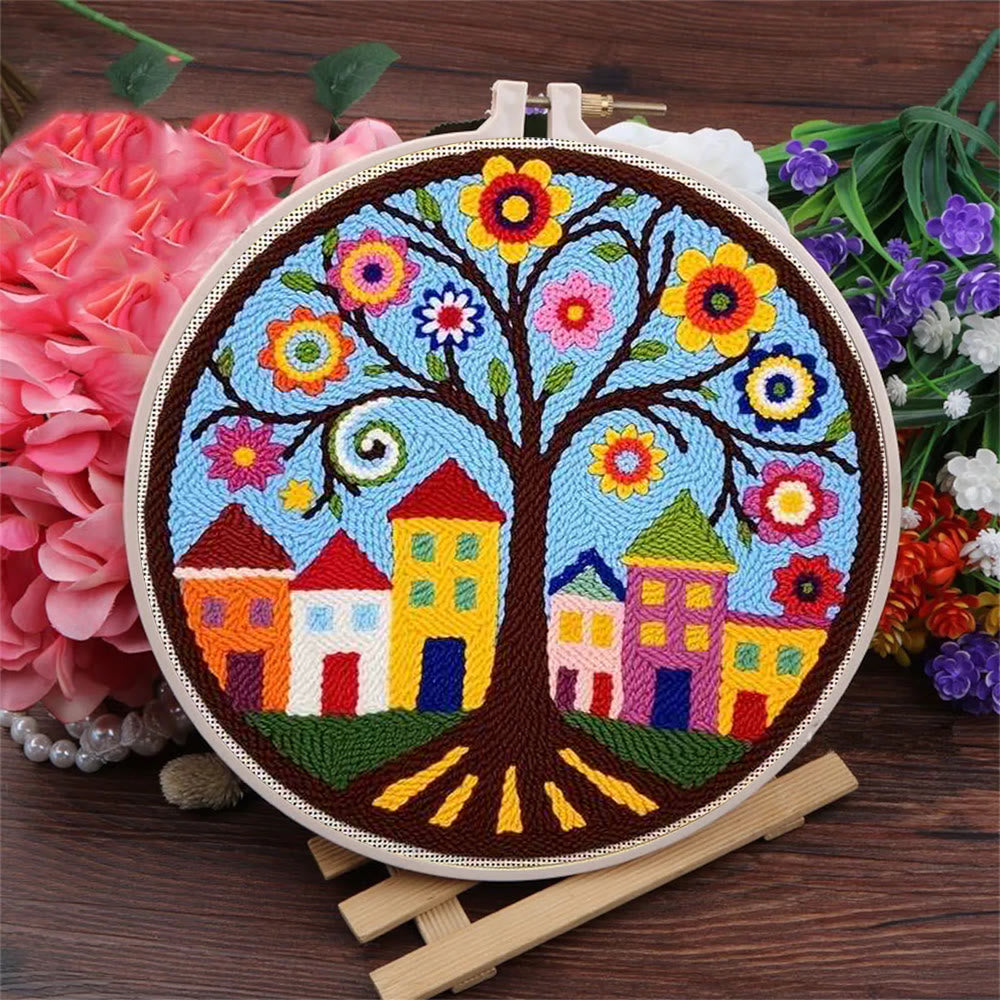  Whimsical Tree Punch Needle Kit - Diy Punch Needle Coaster | Creative Sewing Craft | Colourful Home Ornament - image 4