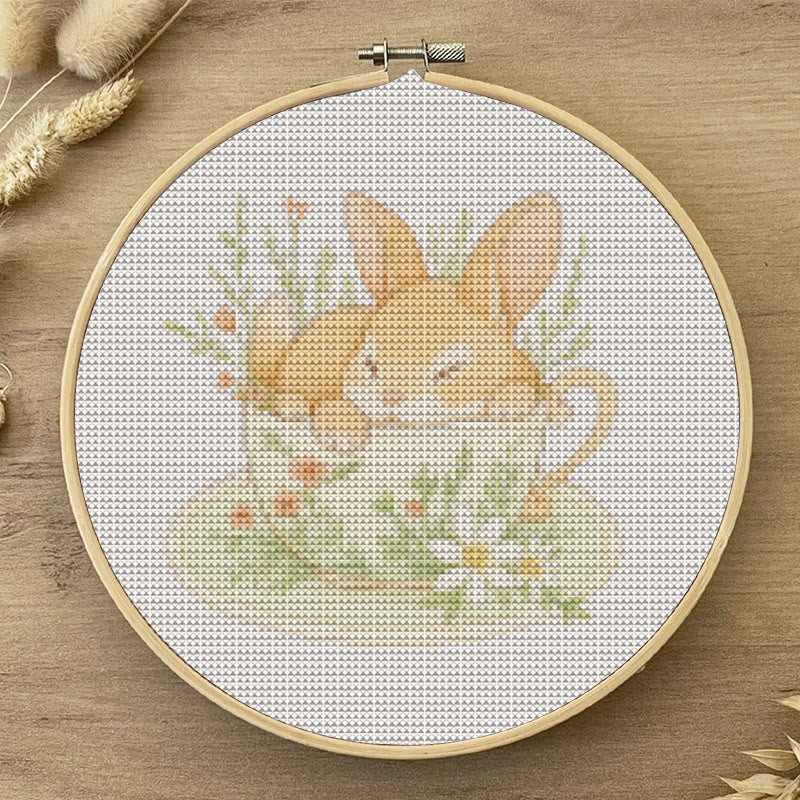  Cross Stitch Kit - Rabbit In Cup | Lovely Animal Stitch Work | Diy Handmade1 Craft  - image 4