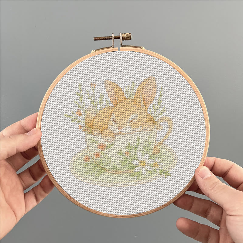  Cross Stitch Kit - Rabbit In Cup | Lovely Animal Stitch Work | Diy Handmade1 Craft  - image 6