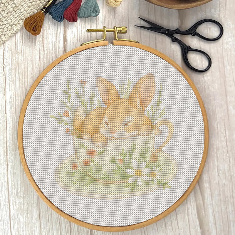  Cross Stitch Kit - Rabbit In Cup | Lovely Animal Stitch Work | Diy Handmade1 Craft  - image 5