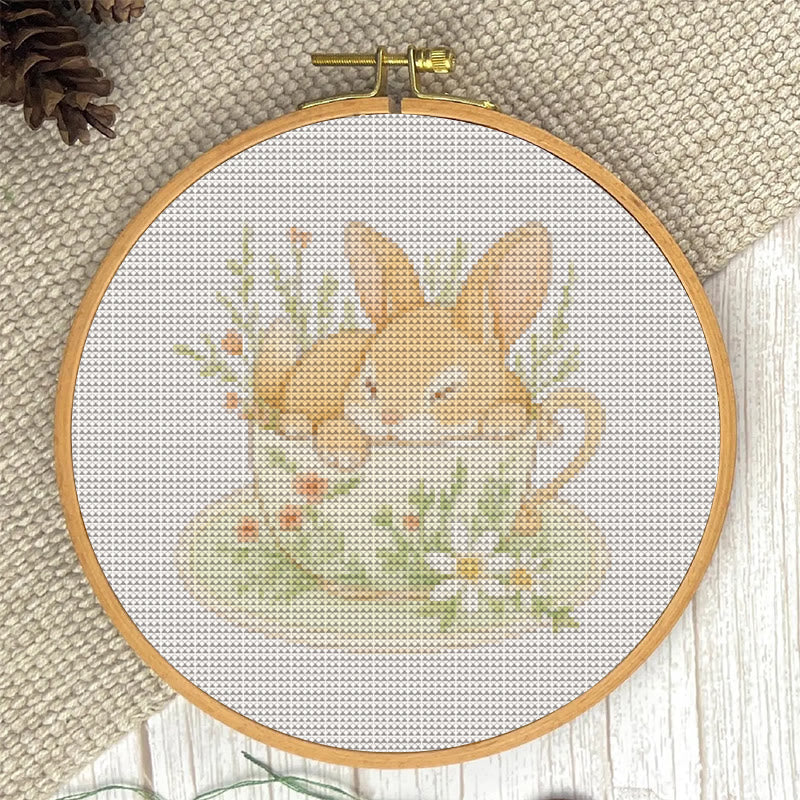  Cross Stitch Kit - Rabbit In Cup | Lovely Animal Stitch Work | Diy Handmade1 Craft  - image 3